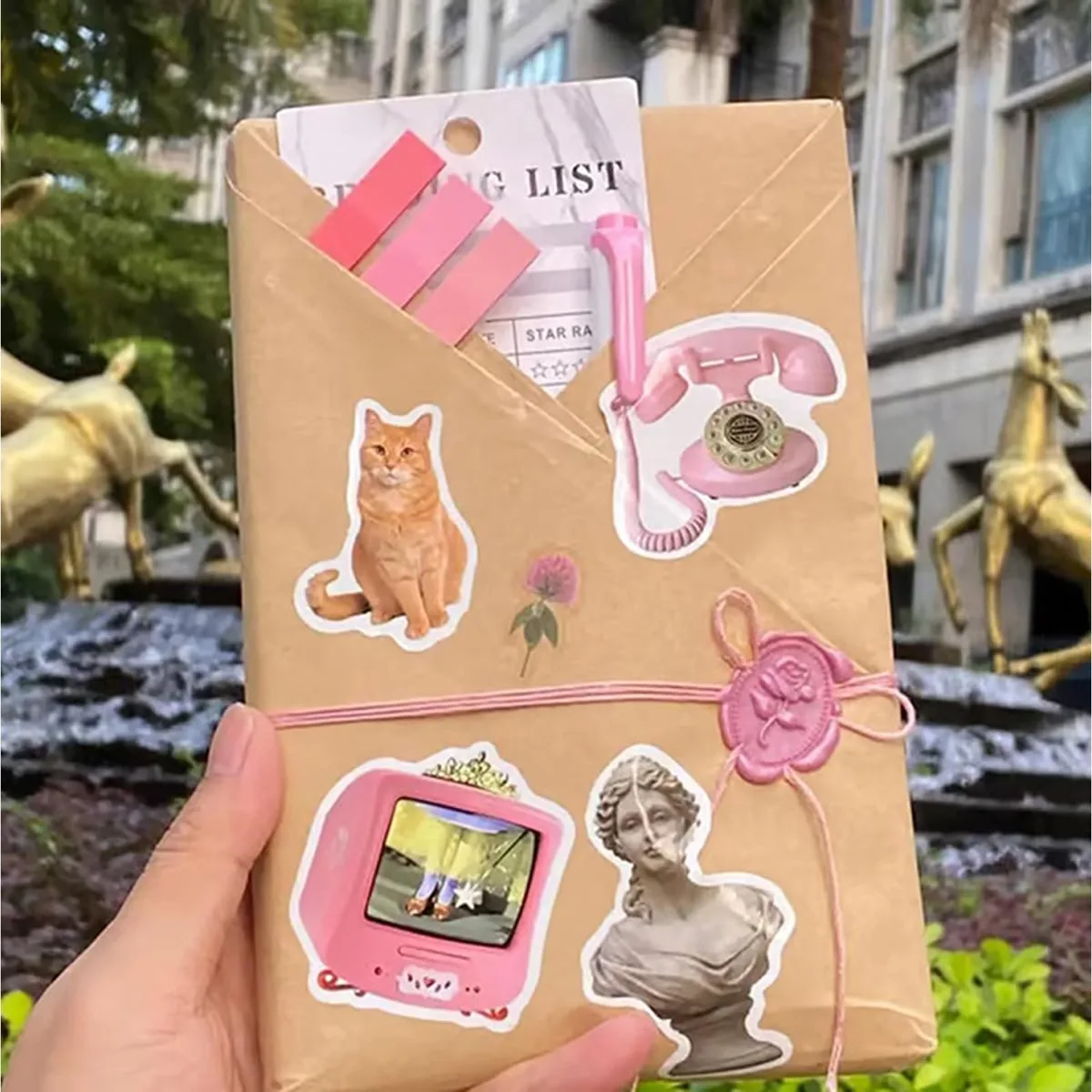 Colis Livre Surprise ouvert avec stickers et marque-page